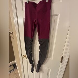 ALO Yoga Goddess Leggings Charcoal and Burgundy